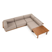 Saint Croix - Outdoor Light Brown Olefin Fabric + Teak Modular Sofa Set — view 5