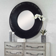 Round wall mirror with sailor's knot design by Uttermost, featuring a decorative rope border and classic maritime style.