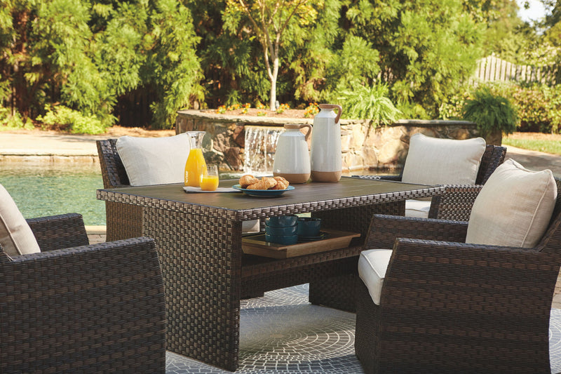 Easy Isle - RECT Multi-Use Table - Dark Brown / Beige - R&R Furniture Gallery (Fountain Valley, CA)