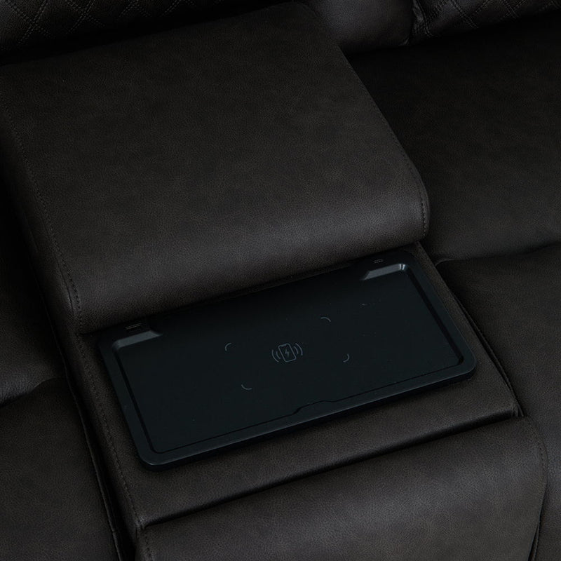Wendell - Power Motion Loveseat With Console, Wireless Charger, Storage, USB & LED - Dark Gray - R&R Furniture Gallery (Fountain Valley, CA)