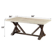 Romina - Coffee Table - White Marble Top & Weathered Espresso - R&R Furniture Gallery (Fountain Valley, CA)