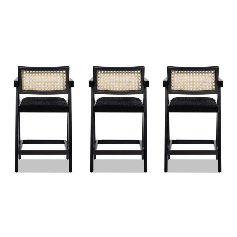 Milan - Modern Webbing Back Stool With Arms (Set of 3) - R&R Furniture Gallery (Fountain Valley, CA)