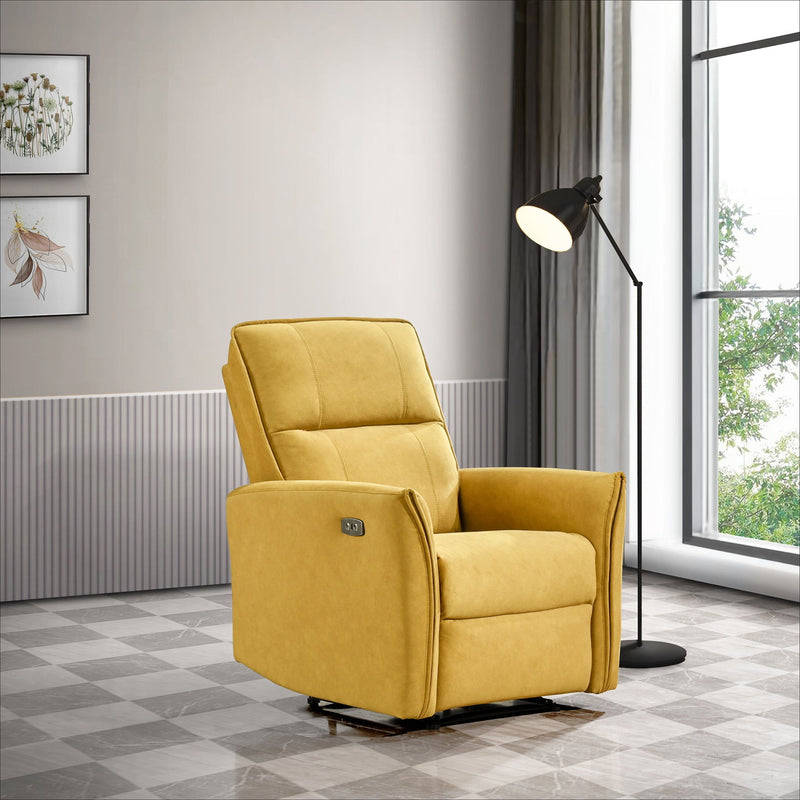 Suede Recliner Chair - Dark Yellow - R&R Furniture Gallery (Fountain Valley, CA)
