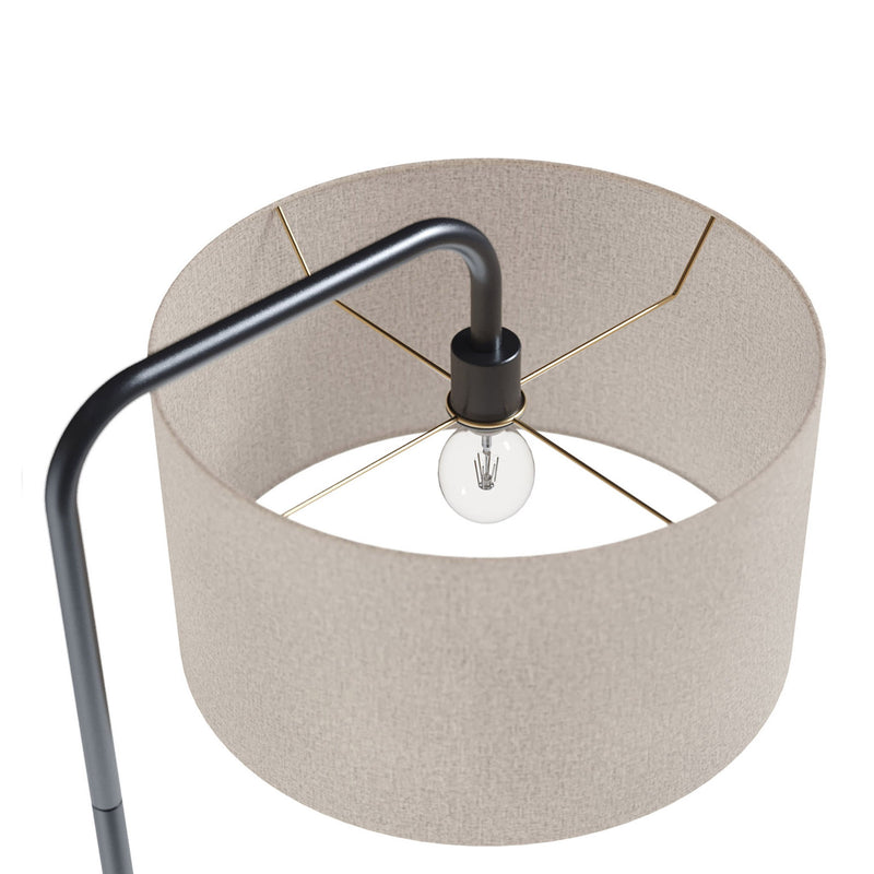 Lumi Source Puck contemporary floor lamp with a sleek round design and modern black finish, standing on a flat base.