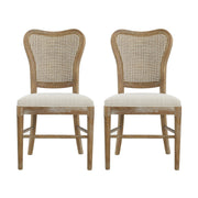 Classic Retro Dining Chair (Set of 2) With Rattan Backrest - Dark Brown / Beige - R&R Furniture Gallery (Fountain Valley, CA)