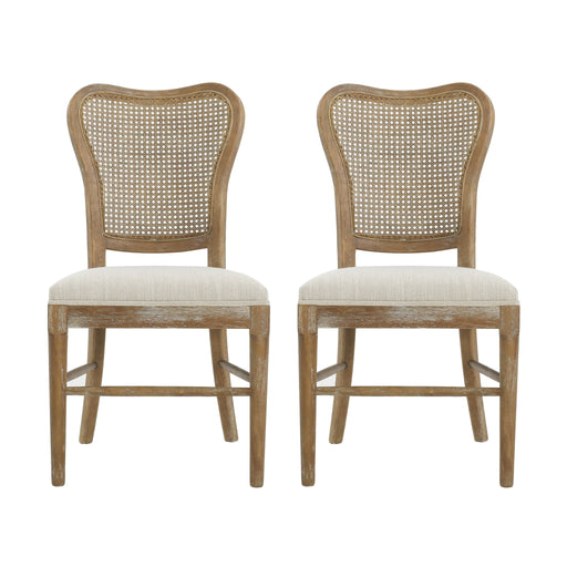 Classic Retro Dining Chair (Set of 2) With Rattan Backrest - Dark Brown / Beige - R&R Furniture Gallery (Fountain Valley, CA)