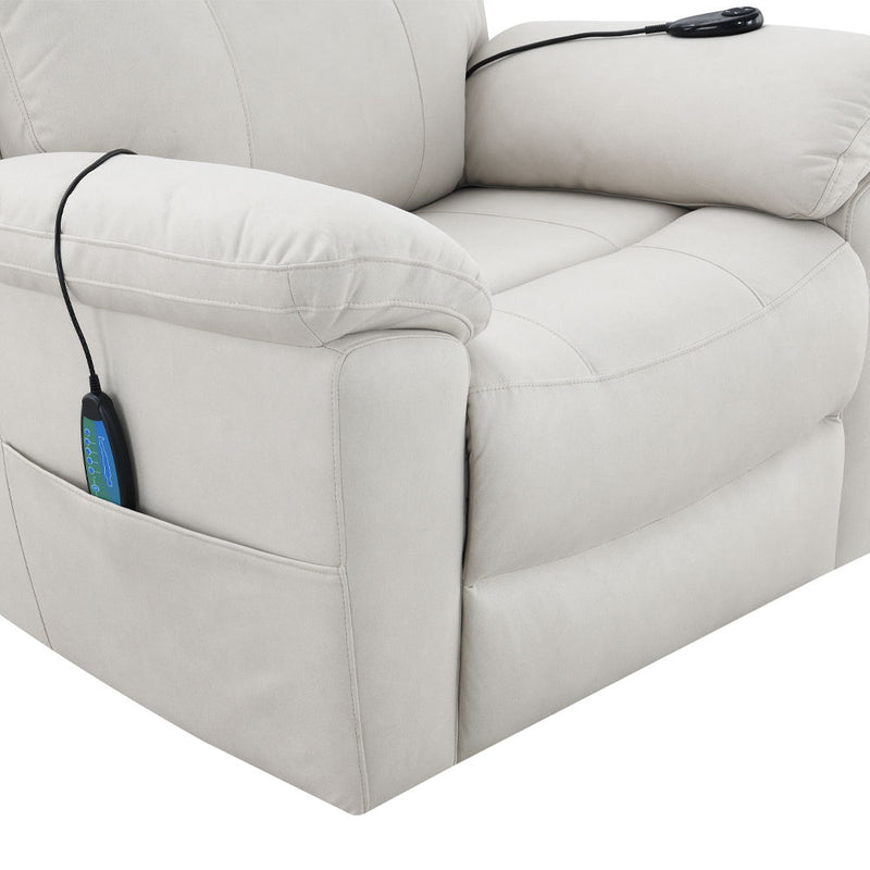 Chriki - Power Recliner With Lift & Heating & Massage - Beige Fabric - R&R Furniture Gallery (Fountain Valley, CA)