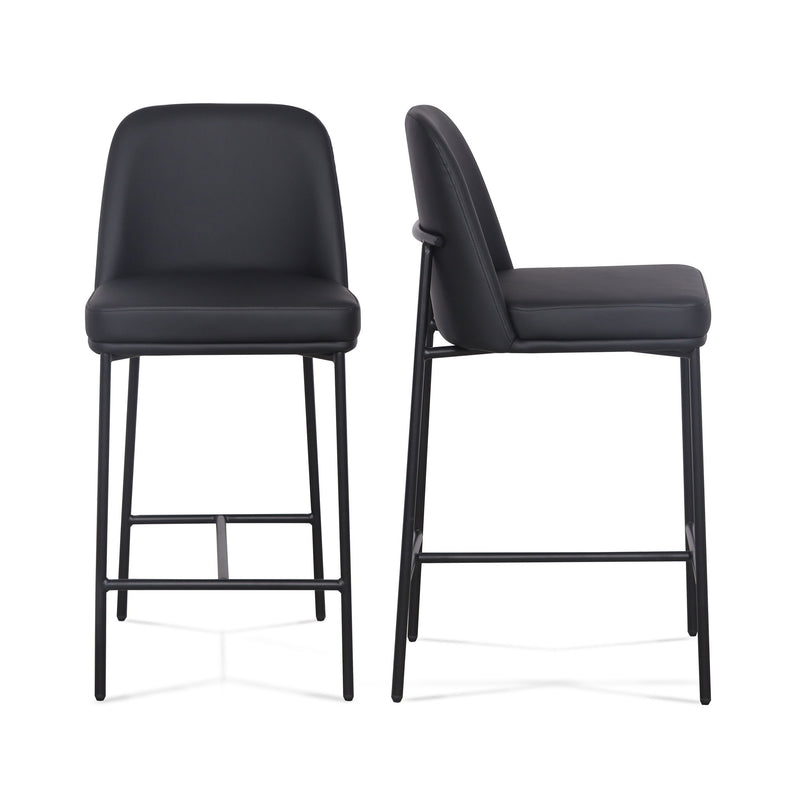 Set of two TOV Furniture Sydney counter stools with sleek designs and wooden legs, ideal for kitchen or bar seating.