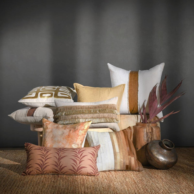 Radiant Oasis - 20" x 20" Meru Hide Pillow - Tan Multi - R&R Furniture Gallery (Fountain Valley, CA)