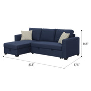 Reversible Sectional With Pop Up Sleeper And Hidden Storage Chaise - Navy - R&R Furniture Gallery (Fountain Valley, CA)
