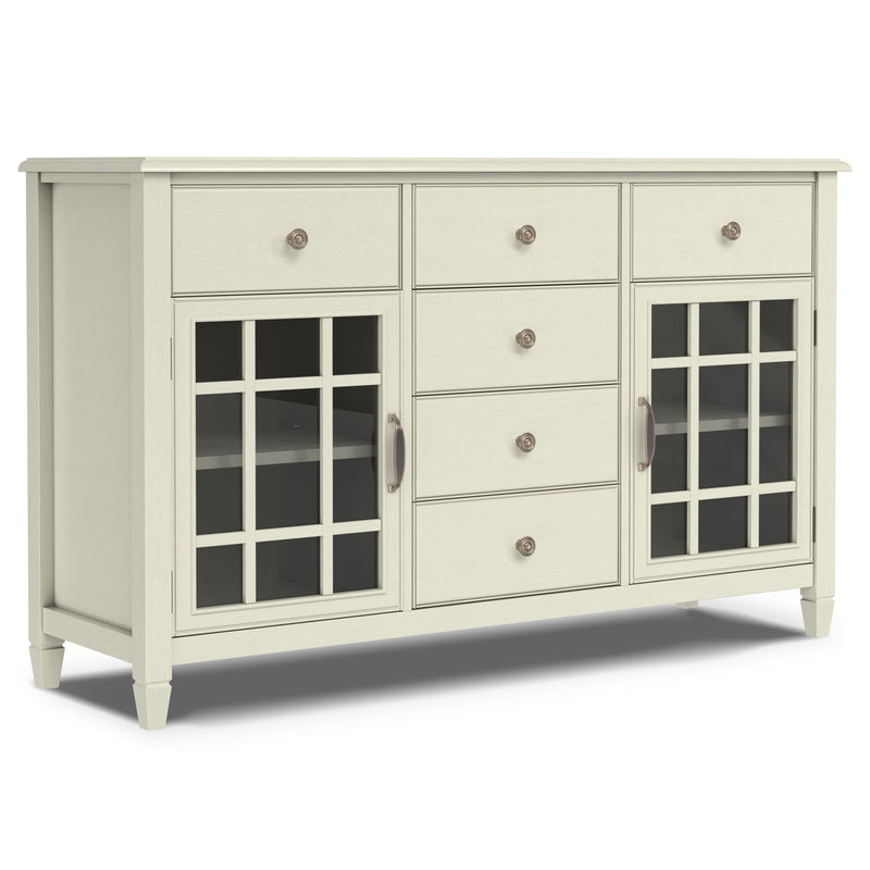Connaught Sideboard Buffet with Glass-Front Cabinets & 6 Drawers — Vintage Style Dining Storage - R&R Furniture Gallery (Fountain Valley, CA)