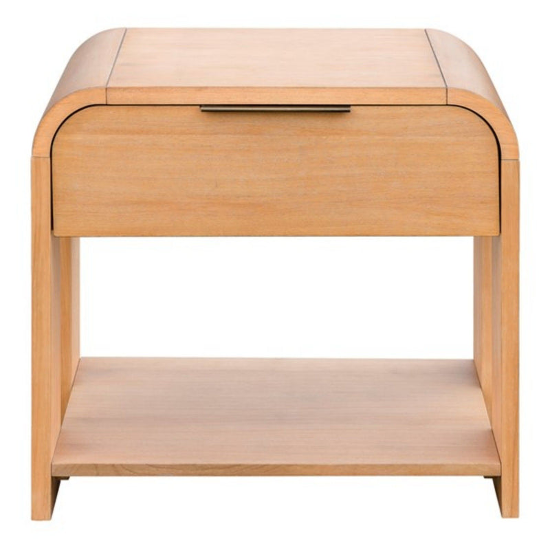 1 Drawer Waterfall Nightstand With Mid Century Design - Natural - R&R Furniture Gallery (Fountain Valley, CA)