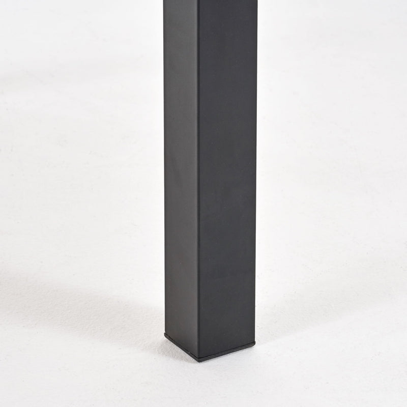 Black rectangular outdoor dining table with iron legs by Noble House, suitable for patio or garden dining spaces.