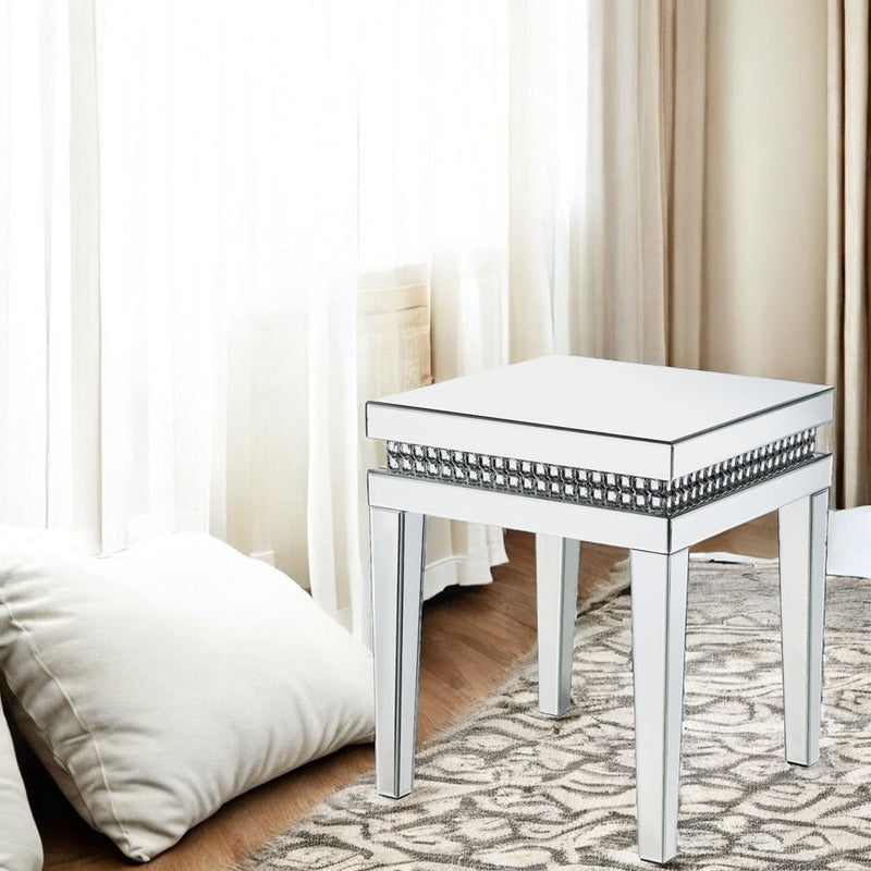 Lotus - 20" End Table - Mirrored & Faux Ice Cube Crystals - R&R Furniture Gallery (Fountain Valley, CA)