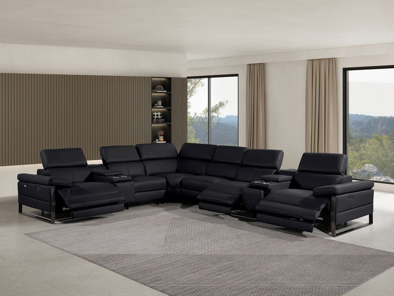1246 - 8-Piece L-Shaped Modular Power Reclining Sectional With 3 Power Recliners And Power Headrests