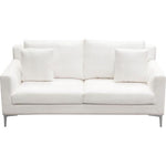 Seattle Loose Back Loveseat in White Linen w/ Polished Silver Metal Leg