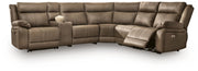 Signature Design by Ashley Max-Momentum reclining sectional sofa with plush cushions and modern design, shown in a spacious living room setting.