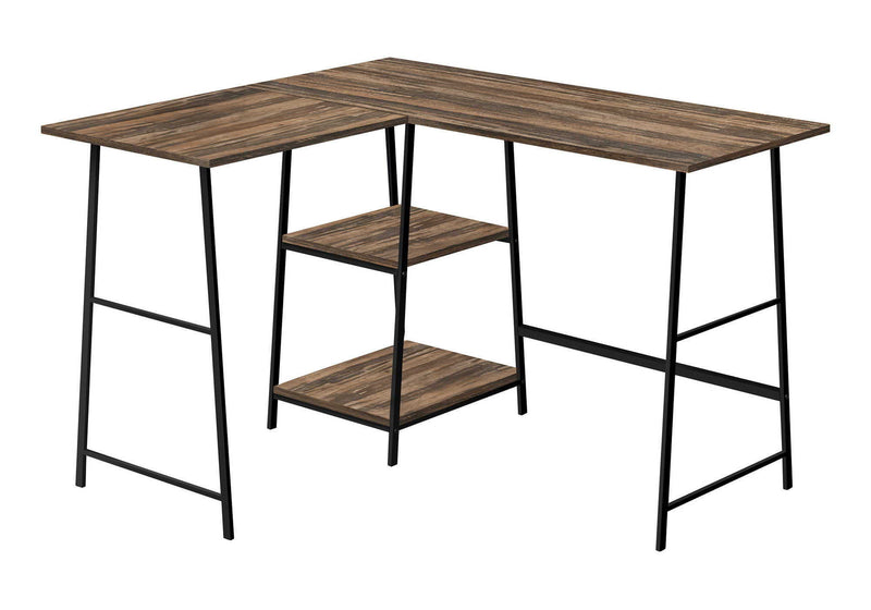 Computer Desk, Home Office, Corner, Storage Shelves, L-Shape, Work, Laptop, Contemporary, Modern - Brown - R&R Furniture Gallery (Fountain Valley, CA)