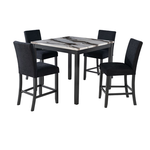 Leoncia - Bar Table And 4 Bar Stools - Espresso / White - R&R Furniture Gallery (Fountain Valley, CA)