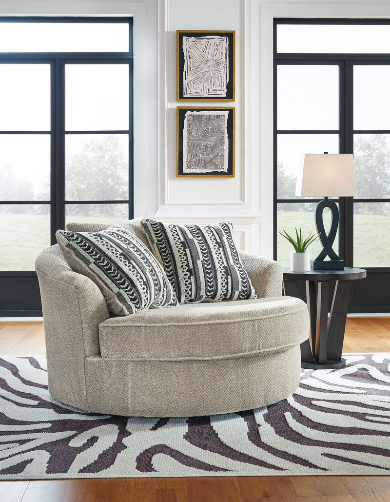 Calnita - Oversized Swivel Accent Chair - Sisal - R&R Furniture Gallery (Fountain Valley, CA)
