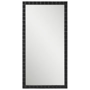 Uttermost Dandridge industrial black wall mirror with round metal frame and modern design, reflecting a stylish interior.