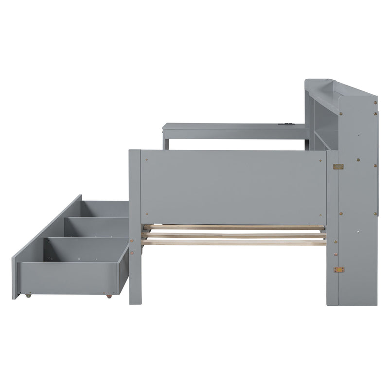 Daybed With 3 Drawers USB Ports And Desk - R&R Furniture Gallery (Fountain Valley, CA)