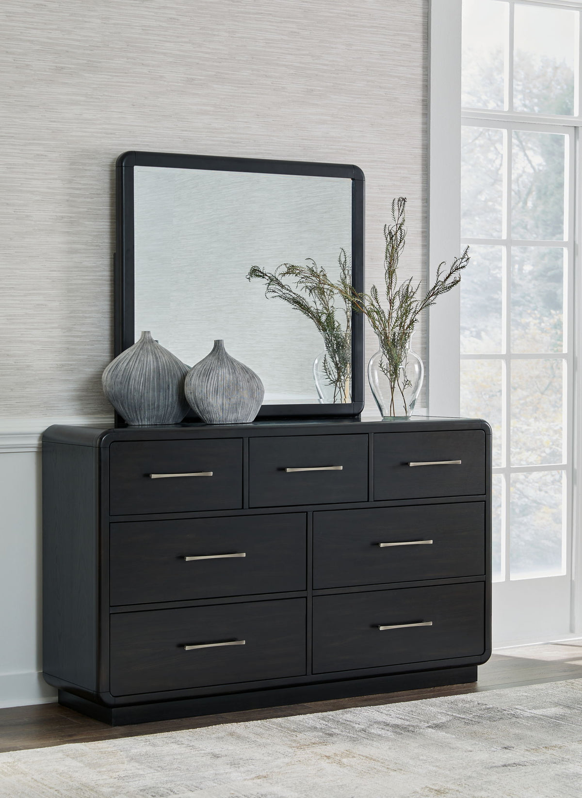 Rowanbeck - Dresser And Mirror - Black - R&R Furniture Gallery (Fountain Valley, CA)