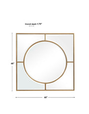Uttermost Stanford Square Mirror with gold finish, wall-mounted design, showcasing a sleek and modern decorative wall mirror.