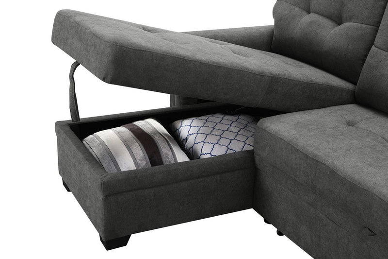 Ashlyn - Reversible Sleeper Sectional Sofa With Storage Chaise, USB Charging Ports And Pocket - R&R Furniture Gallery (Fountain Valley, CA)