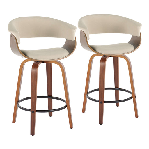 Lumi Source vintage mid-century modern fixed height counter stools with swivel, round footrest, set of 2, in stylish design