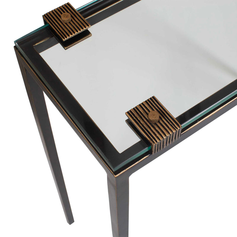 Averona - Glass Top Accent Table - Bronze