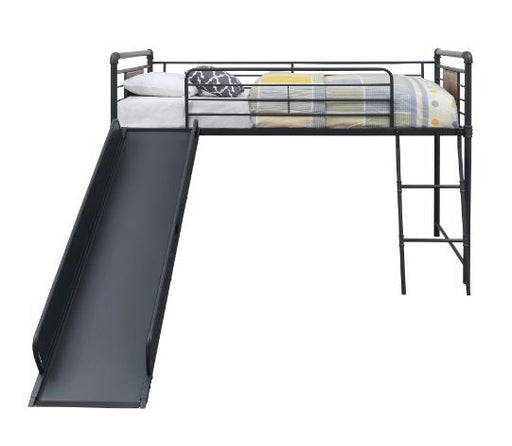 Cordelia - Twin Loft Bed With Slide - Antique Oak, Sandy Black & Dark Bronze Hand-Brushed - R&R Furniture Gallery (Fountain Valley, CA)