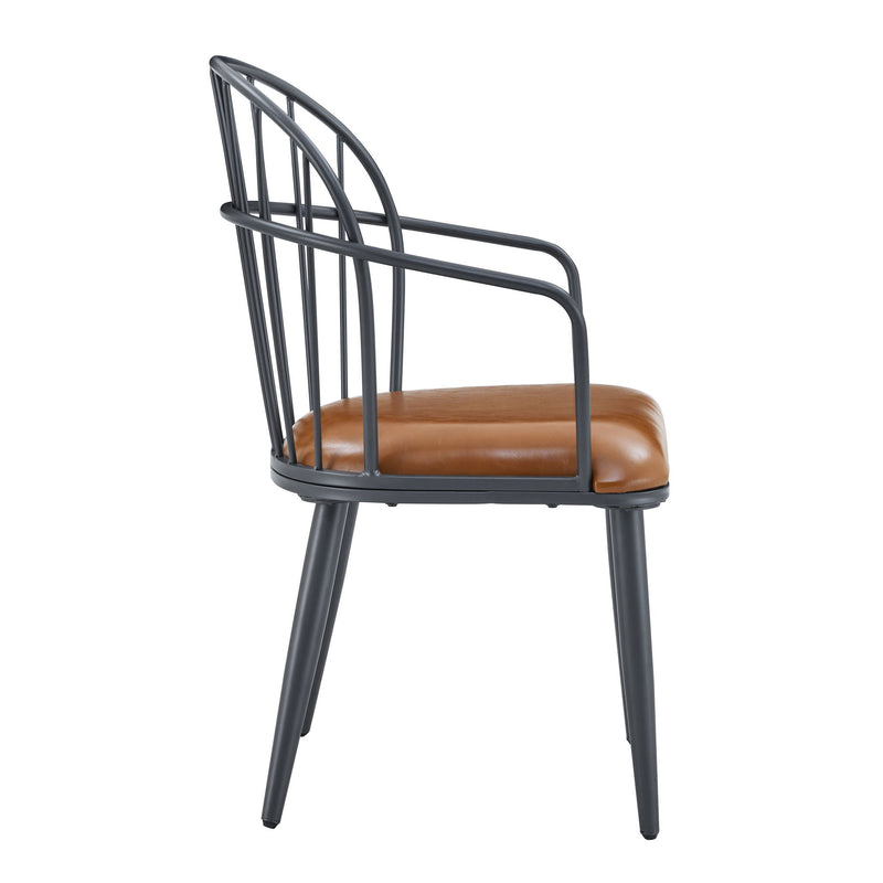 Industrial Inspired Upholstered Dining Chair Set With Metal Legs (Set of 2) - Brown - R&R Furniture Gallery (Fountain Valley, CA)