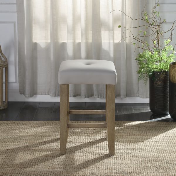 Charnell - Counter Height Stool (Set of 2) - Gray Synthetic Leather & Oak - R&R Furniture Gallery (Fountain Valley, CA)
