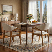 Indoor Upholstered Dining Armchair (Set of 2) - Beige / Teak - R&R Furniture Gallery (Fountain Valley, CA)