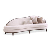 Camellia Field - Asymmetrical Velvet Sofa - Beige / Dark Brown - R&R Furniture Gallery (Fountain Valley, CA)