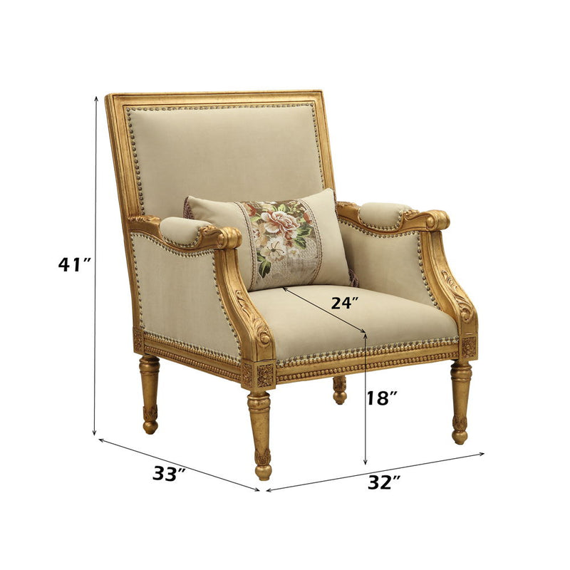 Daesha - Chair With Pillow - Tan Flannel & Antique Gold - R&R Furniture Gallery (Fountain Valley, CA)