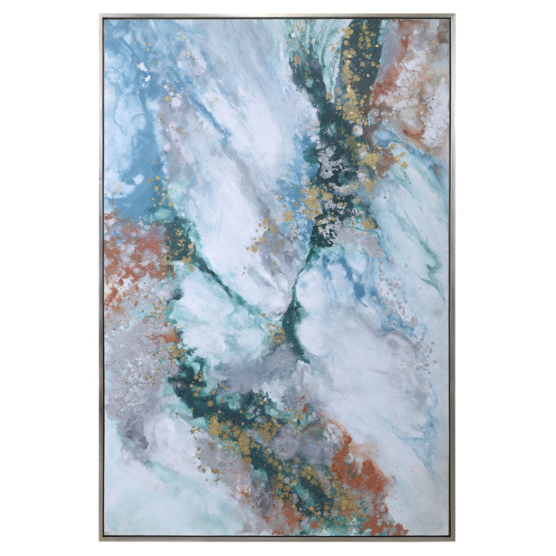 Blue Mercury Hand abstract canvas art by Uttermost featuring a modern, artistic hand design in shades of blue.