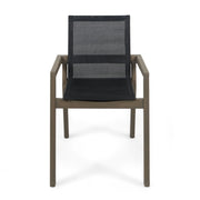 Set of two Noble House Belfast dining chairs with acacia wood frames and comfortable seating for dining rooms.