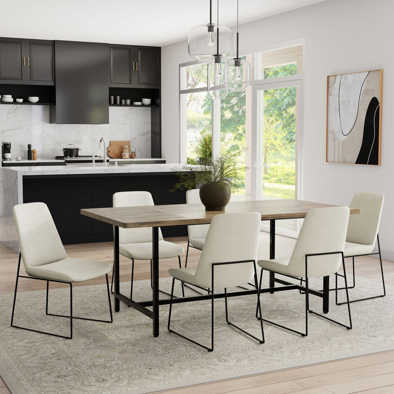 Simpli-Home Campbell handcrafted dining table with a wooden surface and sturdy legs, ideal for kitchen or dining room use.