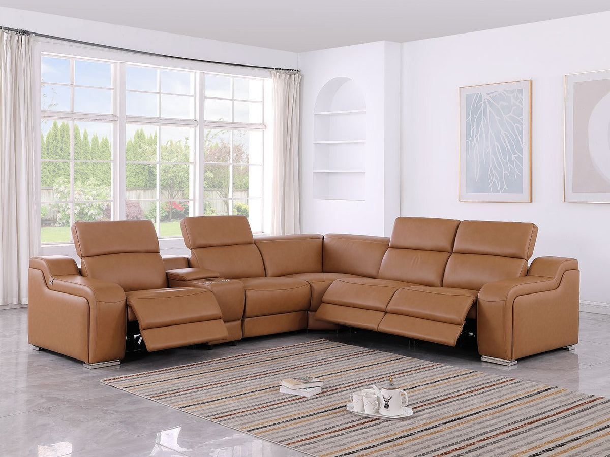 1116 - 6-Piece L-Shaped Sectional Sofa In With 3 Power Recliners & Power Headrests