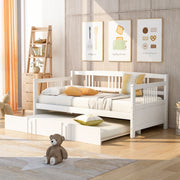 Modern DreamHaus daybed with built-in storage drawers, featuring a sleek design and upholstered finish, perfect for versatile bedroom decor.