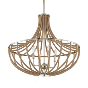 Lovelock - 4 Light Rope Empire Chandelier - Light Brown