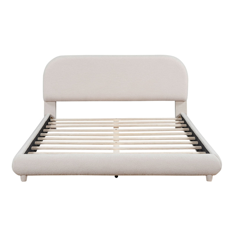 Upholstered Platform Bed With Thick Solid Frame And Stylish Curve-Shaped Design - R&R Furniture Gallery (Fountain Valley, CA)