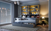Daybed With Glass Door Storage Cabinets, Built In LED Lighting And Shelves - R&R Furniture Gallery (Fountain Valley, CA)