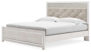 Altyra - King Panel Bed With Upholstered Headboard - White - R&R Furniture Gallery (Fountain Valley, CA)