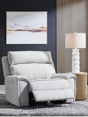 Social Pointe - Power Recliner / Adjustable Headrest - Pearl / Ash - R&R Furniture Gallery (Fountain Valley, CA)