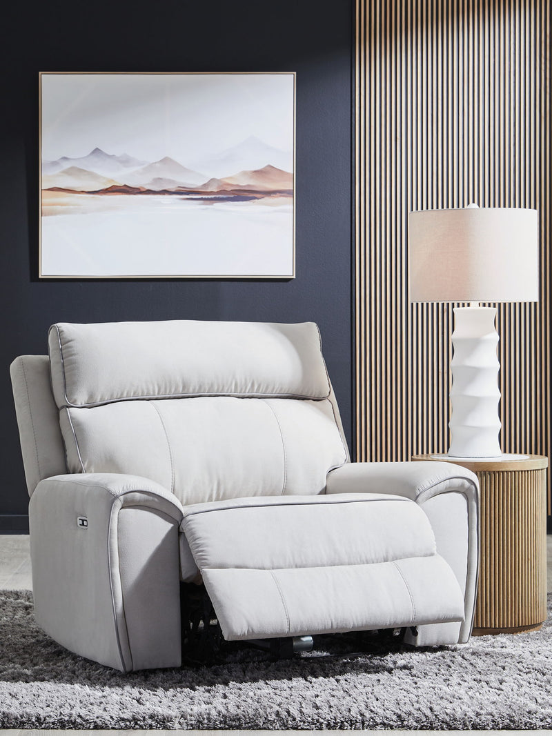 Social Pointe - Power Recliner / Adjustable Headrest - Pearl / Ash - R&R Furniture Gallery (Fountain Valley, CA)