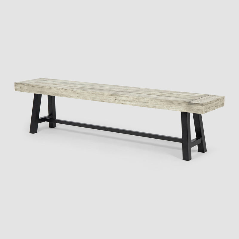 Noble House Carlisle dining bench with wooden legs and upholstered seat, ideal for kitchen or dining room seating.