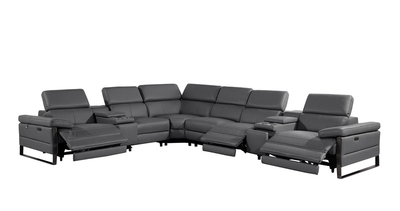 1246 - 8-Piece L-Shaped Modular Power Reclining Sectional With 3 Power Recliners And Power Headrests